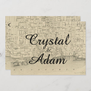 Vintage Rustic Toronto Map Uitnodiging