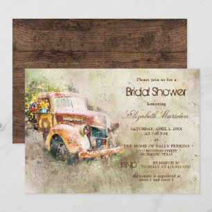 Vintage Rustic Truck Trendy Vrijgezellenfeest Kaart