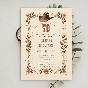 Vintage Rustic Western Boog Cowboy 70e Verjaardag Kaart