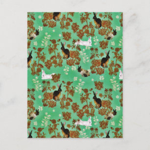 Vintage Rustic Woodland Flowers Bunny Rabbit Briefkaart