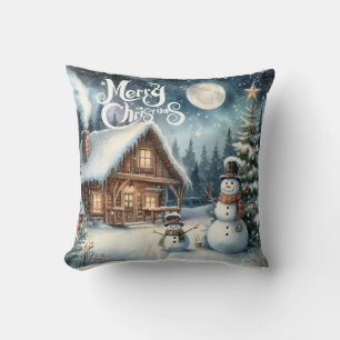 Vintage/Rustiek/Sneeuwman/Kerstmis Kussen