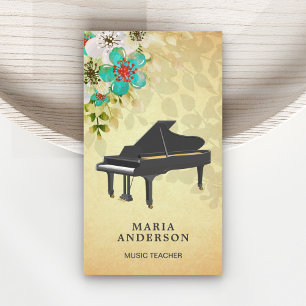 Vintage Rustieke Bloemstuk Grote Piano Muzikant Pi Visitekaartje