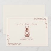 Vintage Rustieke Lantaarn Terracotta Trouw Save Th Save The Date (Voorkant / Achterkant)