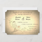 Vintage rustique, Faire-part de mariage d'oiseaux (Devant)