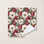 Vintage Rustique Fleurs de Noël feuille Motif (Gant de toilette)