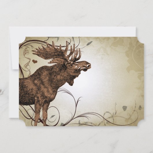 Vintage Rustique Luxe Moose Wedding Invitations (Dos)