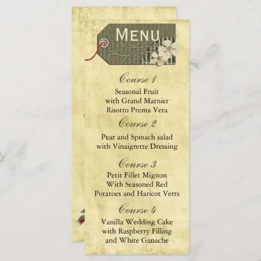 vintage rustique mason jar menu mariage (Devant / Derrière)