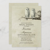 Vintage rustique OWL couple nuptiale invitation do (Devant / Derrière)