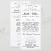 Vintage, Rustique, Pays, Programme de mariage blan (Devant / Derrière)