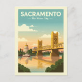 Vintage Sacramento Briefkaart (Voorkant)