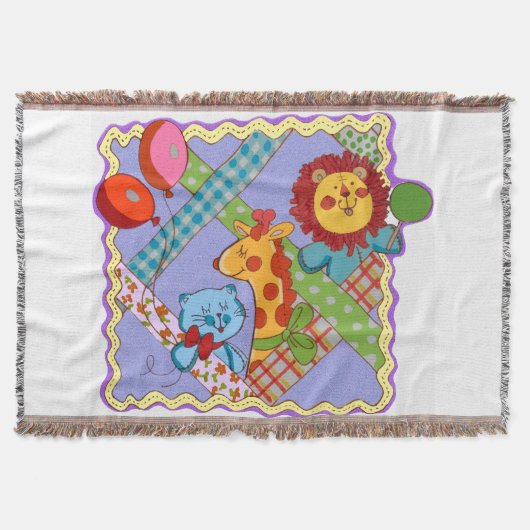 Vintage Safari Animals Throw Blanket Deken (Voorkant)