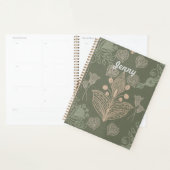 Vintage Sage Green Floral Carnet personnalisé (Devant avec enveloppe)