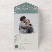 Vintage Sage Mariage Vert tout en une invitation (Dehors)