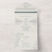 Vintage Sage Mariage Vert tout en une invitation (À l'intérieur)