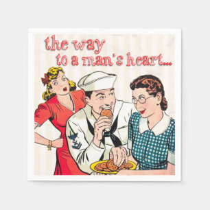 Vintage Sailor en huishoudvrouw Comic Art Servet