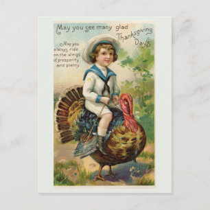 Vintage Sailor over een Turkse Thanksgiving Briefkaart