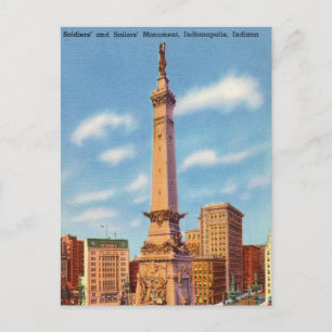 Vintage, Sailors Monument, Indianapolis, Indiana Briefkaart