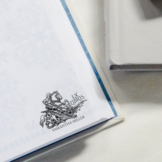 Vintage Saint George Drago Ex Libris Bibliotheekbo Rubberstempel