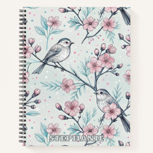 Vintage Sakura Kersenbloesem & Vogel Esthetisch 4 Notitieboek