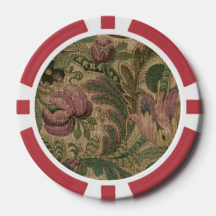 Vintage Salie Mauve 1918 Botanisch Patroon Poker Chips