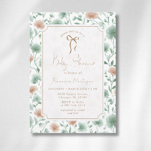 Vintage Salie Perzik Wilde Bloemen Boog Baby Showe Kaart