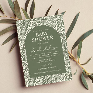 Vintage Salie Wilde Bloemen Baby Shower Kaart