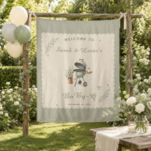 Vintage Saliegroen Baby-Q BBQ Neutrale Baby Shower