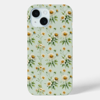 Vintage saliegroene madeliefjestelefoonhoes