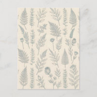 Vintage saliegroene varens wilde bloemen botanisch
