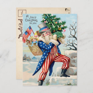 Vintage  Sam Santa Kerstmis Briefkaart