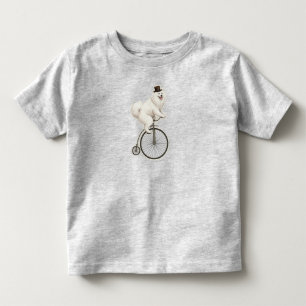 Vintage Samojeed op een Penny-Farthing-fiets Kinder Shirts