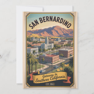 Vintage San Bernardino Californië Retro Reizen Feestdagenkaart