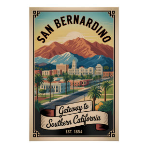 Vintage San Bernardino Californië Retro Reizen Perfect Poster