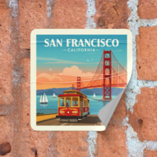 Vintage San Francisco California Vierkante Sticker