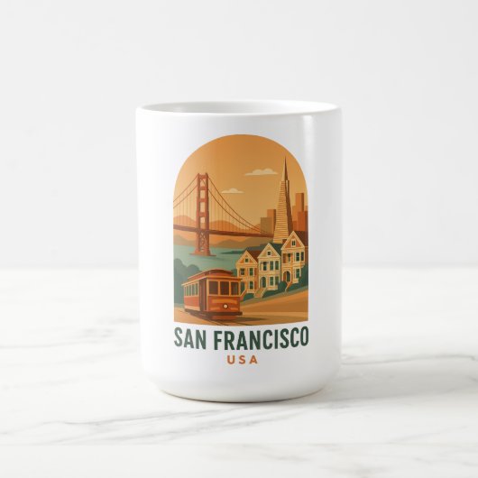 Vintage San Francisco Coffee Mug | Retro Golden (Centre)
