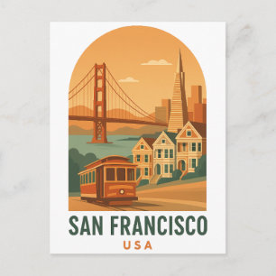 Vintage San Francisco Reisposter Gouden Briefkaart