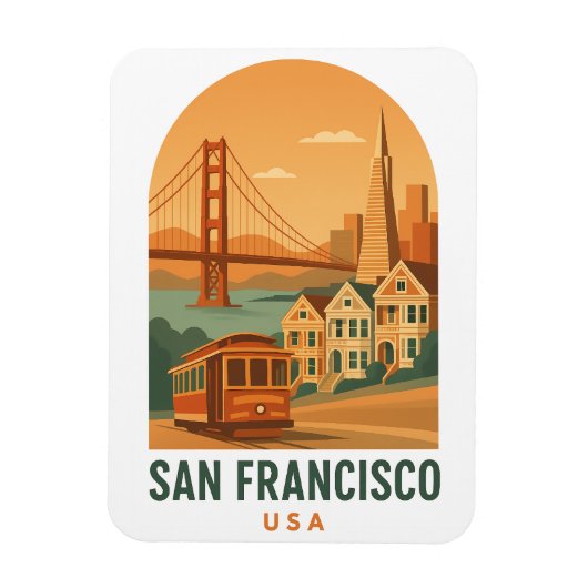 Vintage San Francisco Travel Magnet | Golden Gate  (Vertical)