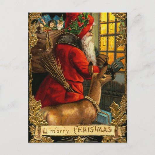 Vintage Santa Briefkaart (Voorkant)