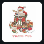 Vintage Santa Christmas Merci Sticker<br><div class="desc">Vintage Santa avec des cadeaux répondant à son post de Noël Merci Sticker.</div>