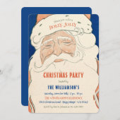 Vintage Santa Christmas Party Invitation (Devant / Derrière)