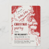 Vintage Santa Christmas Party Invitation (Devant / Derrière)