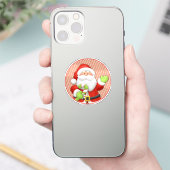Vintage Santa Claus Christmas Art Sticker (Telefoon)