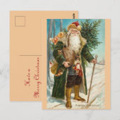 Vintage Santa Claus Christmas Card Briefkaart (Voorkant / Achterkant)