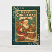 Vintage Santa Claus présente une carte de vacances (Devant)