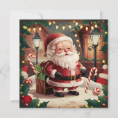 Vintage Santa Claus Retro Christmas Carte de vacan (Devant)