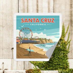 Vintage Santa Cruz Californië Vierkante Sticker