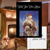 Vintage Santa Deer Beer Wolf Wenskaart