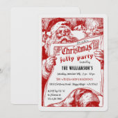 Vintage Santa Newspaper Christmas Party Invitation (Devant / Derrière)