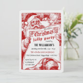 Vintage Santa Newspaper Christmas Party Invitation (Debout devant)