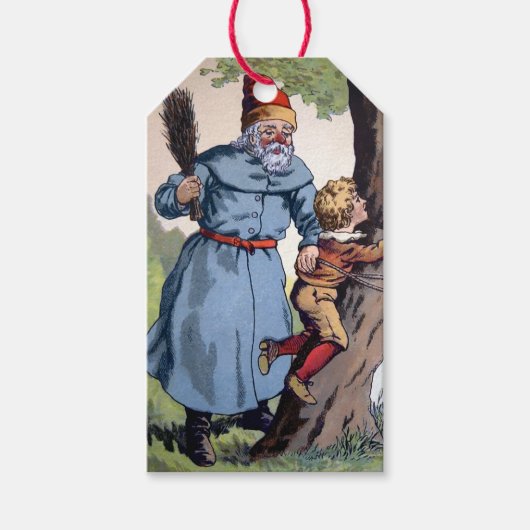 Vintage Santa Punishing Child Cadeaulabel (Voorkant)